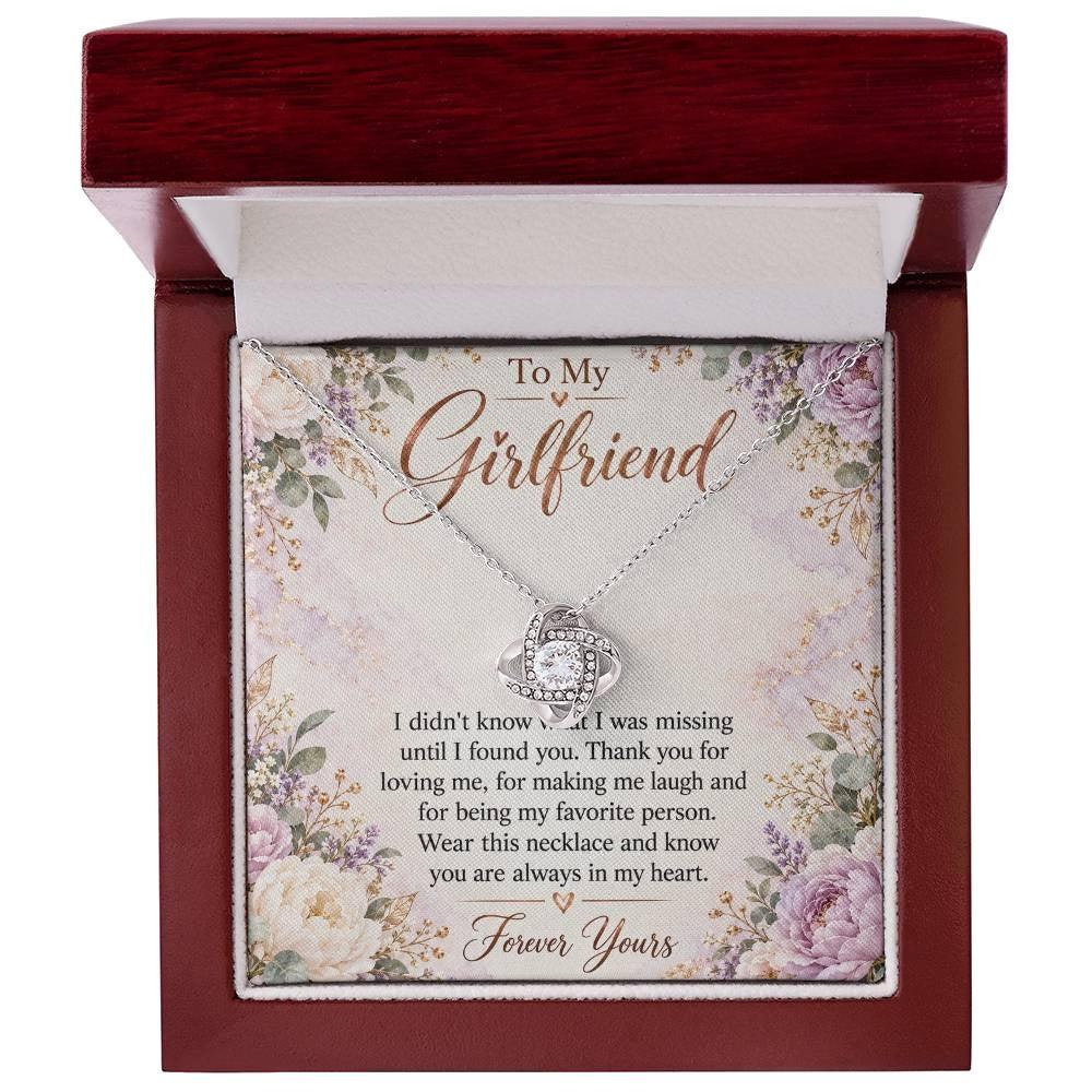 To My Girlfriend soulmate necklace - 14K White Gold Finish / Luxury Box