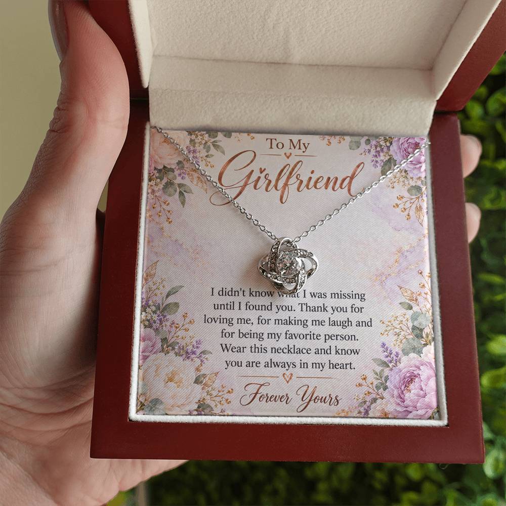 To My Girlfriend soulmate necklace - 14K White Gold Finish / Luxury Box - message card in hand