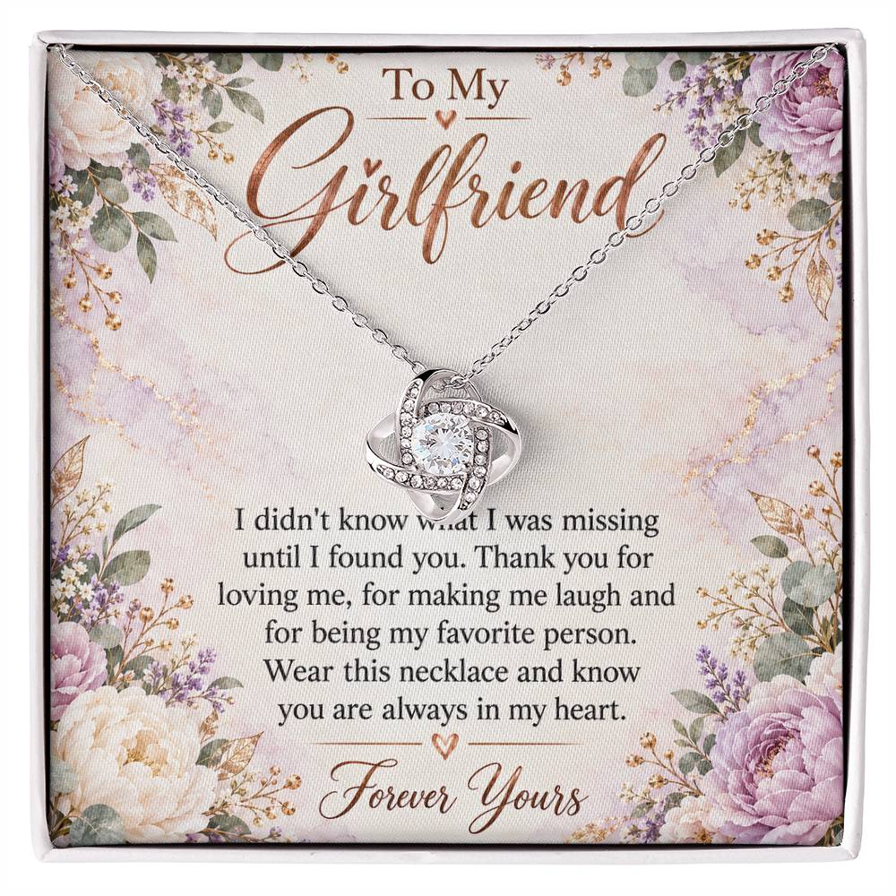 To My Girlfriend soulmate necklace - 14K White Gold Finish / Standard Box