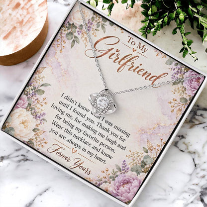 To My Girlfriend soulmate necklace - 14K White Gold Finish / Standard Box - gift box