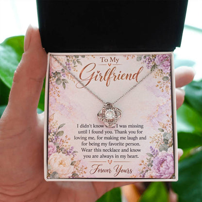 To My Girlfriend soulmate necklace - 14K White Gold Finish / Standard Box - message card in hand