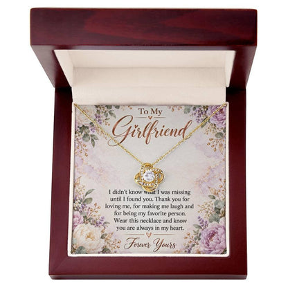 To My Girlfriend soulmate necklace - 18K Yellow Gold Finish / Luxury Box