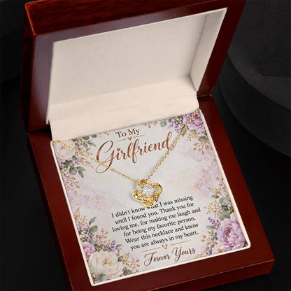 To My Girlfriend soulmate necklace - 18K Yellow Gold Finish / Luxury Box - gift box