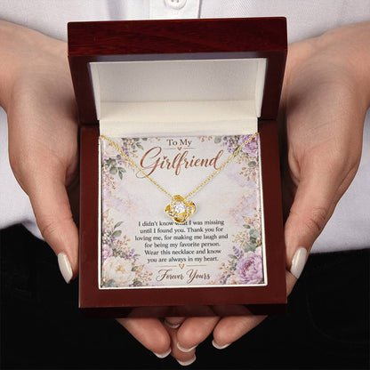 To My Girlfriend soulmate necklace - 18K Yellow Gold Finish / Luxury Box - message card in hand