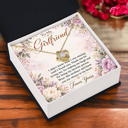 To My Girlfriend soulmate necklace - 18K Yellow Gold Finish / Standard Box - gift box