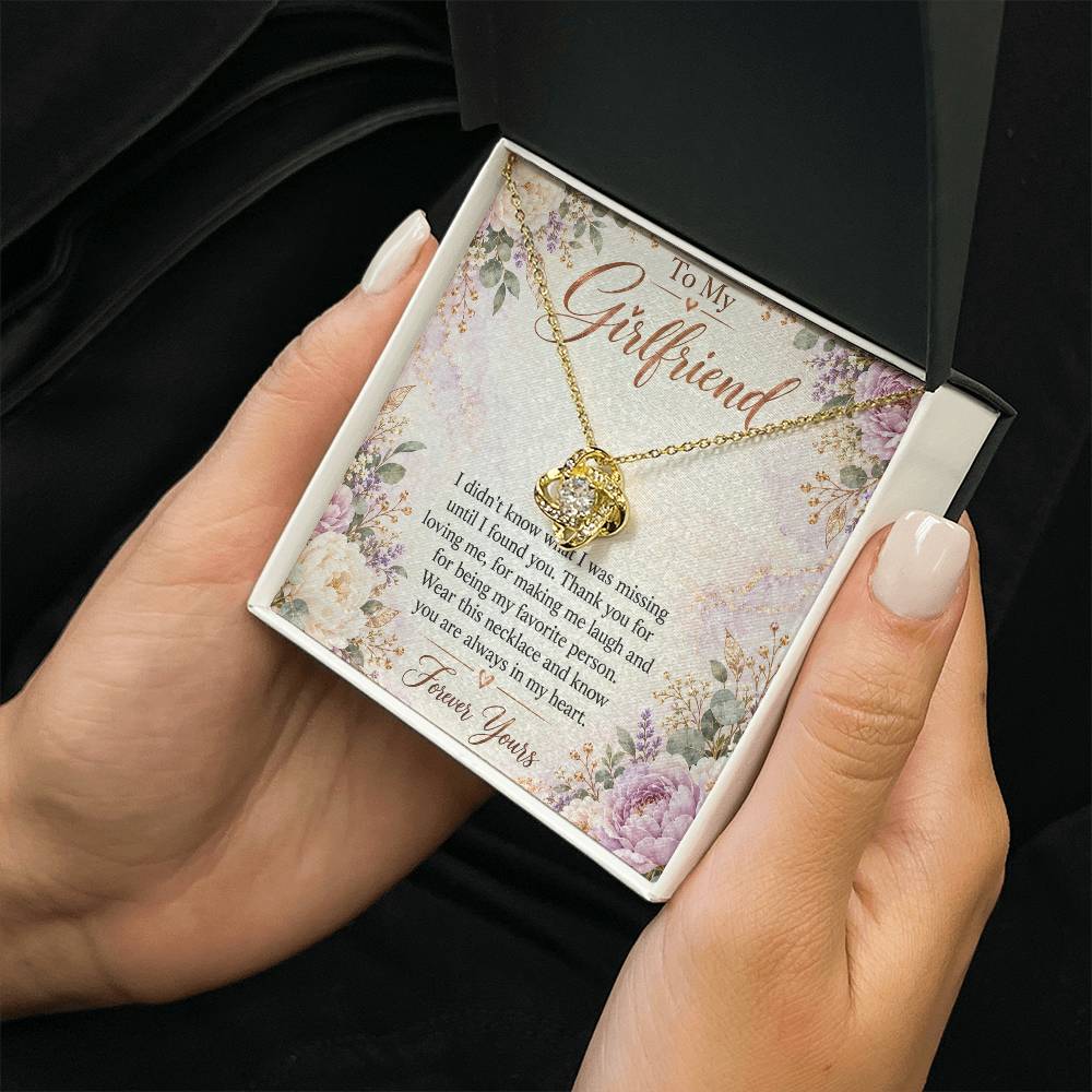 To My Girlfriend soulmate necklace - 18K Yellow Gold Finish / Standard Box - message card in hand