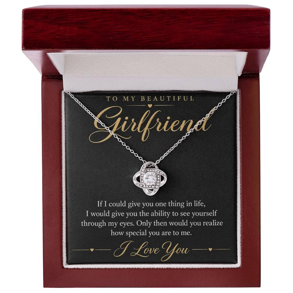To My Beautiful Girlfriend soulmate necklace - 14K White Gold Finish / Luxury Box