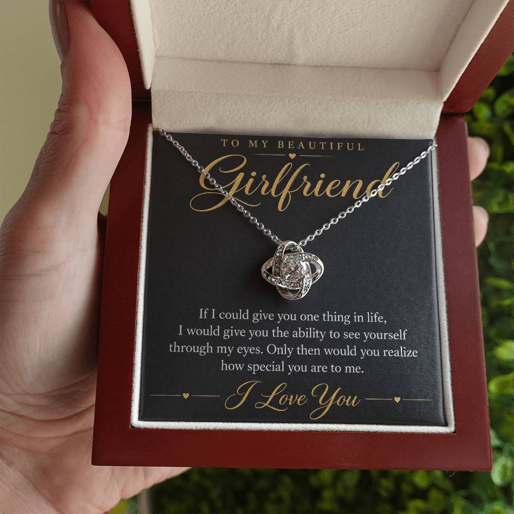 To My Beautiful Girlfriend soulmate necklace - 14K White Gold Finish / Luxury Box - message card in hand