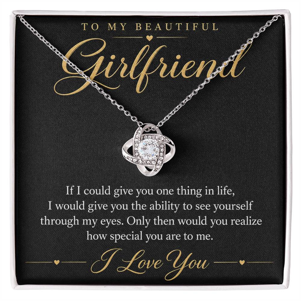 To My Beautiful Girlfriend soulmate necklace - 14K White Gold Finish / Standard Box