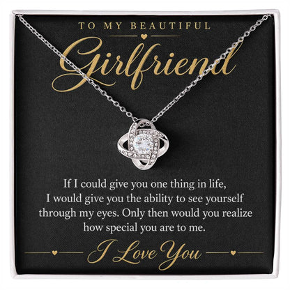 To My Beautiful Girlfriend soulmate necklace - 14K White Gold Finish / Standard Box