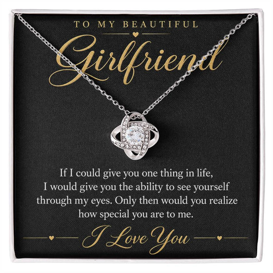 To My Beautiful Girlfriend soulmate necklace - 14K White Gold Finish / Standard Box