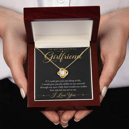 To My Beautiful Girlfriend soulmate necklace - 18K Yellow Gold Finish / Luxury Box - message card in hand