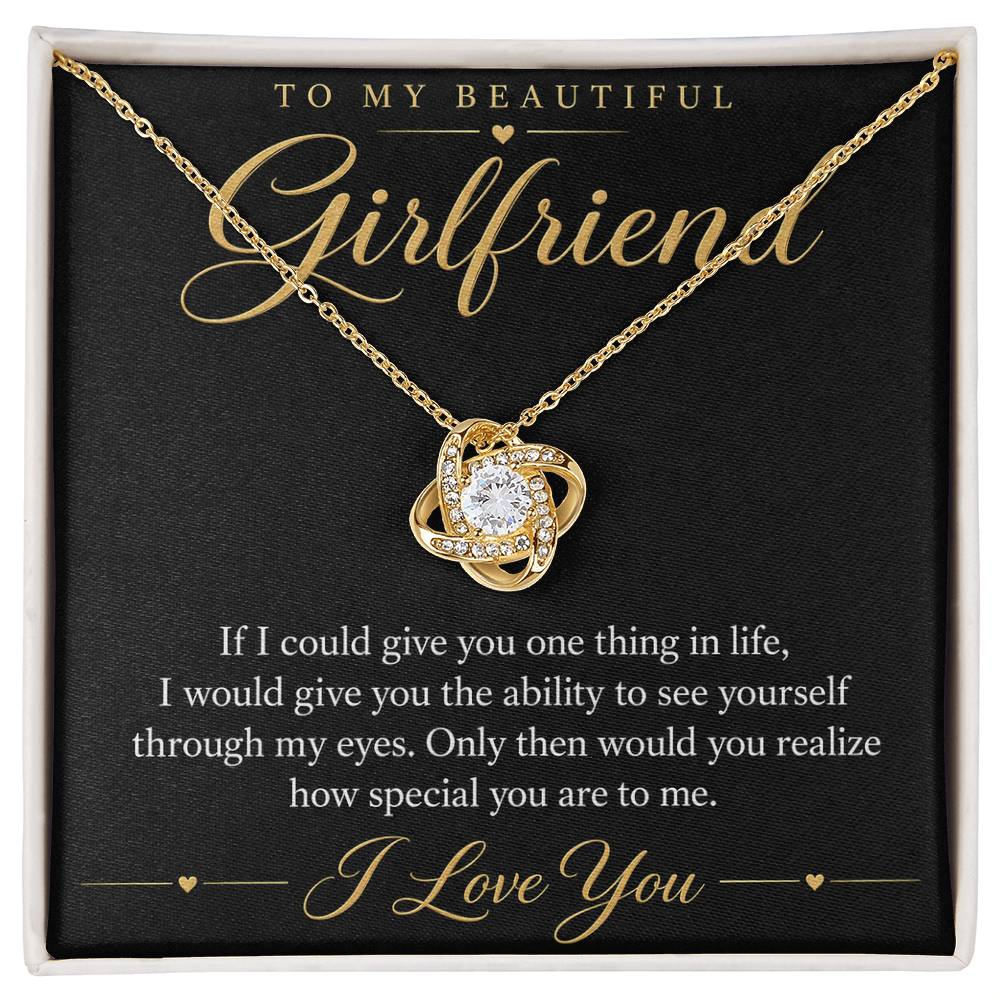 To My Beautiful Girlfriend soulmate necklace - 18K Yellow Gold Finish / Standard Box