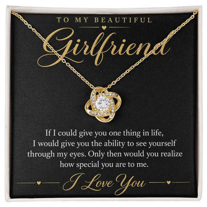 To My Beautiful Girlfriend soulmate necklace - 18K Yellow Gold Finish / Standard Box