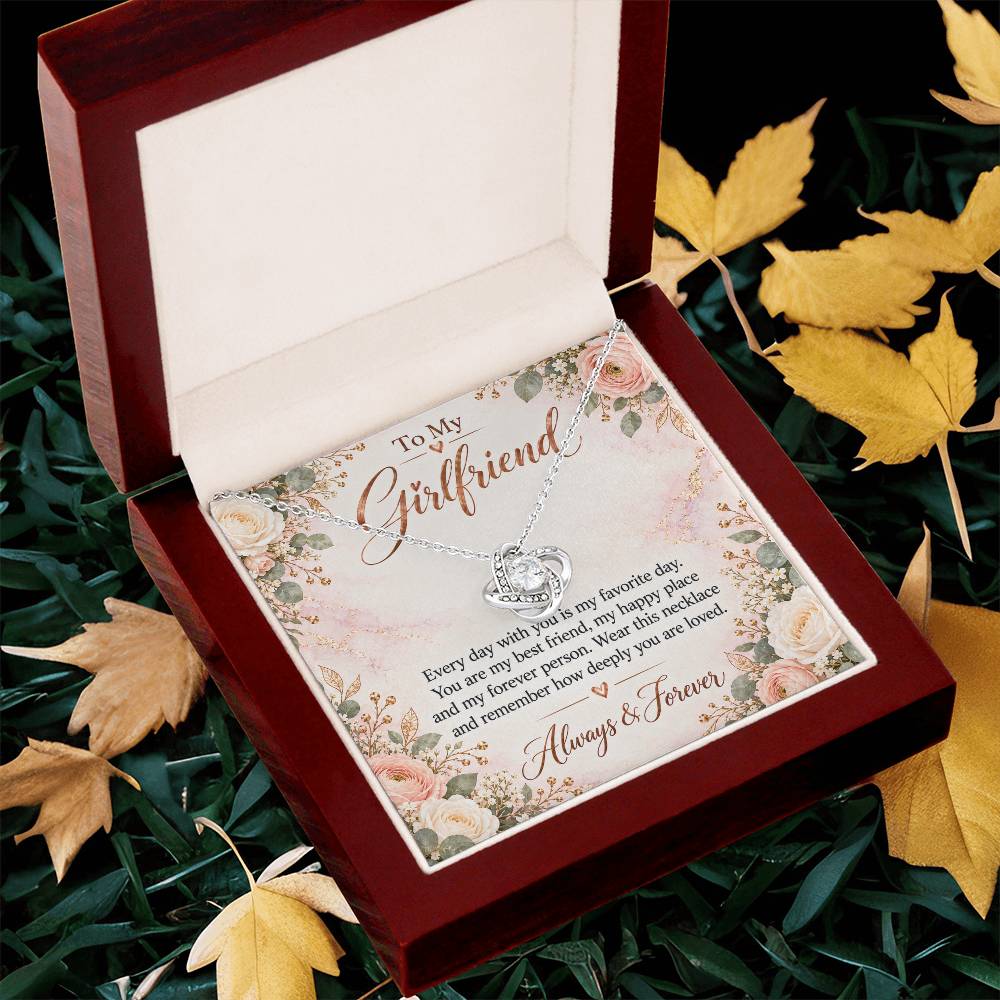 To My Girlfriend soulmate necklace - 14K White Gold Finish / Luxury Box - gift box