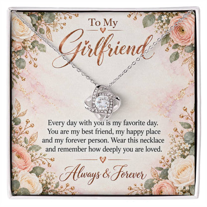 To My Girlfriend soulmate necklace - 14K White Gold Finish / Standard Box