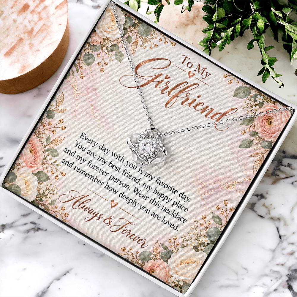 To My Girlfriend soulmate necklace - 14K White Gold Finish / Standard Box - gift box