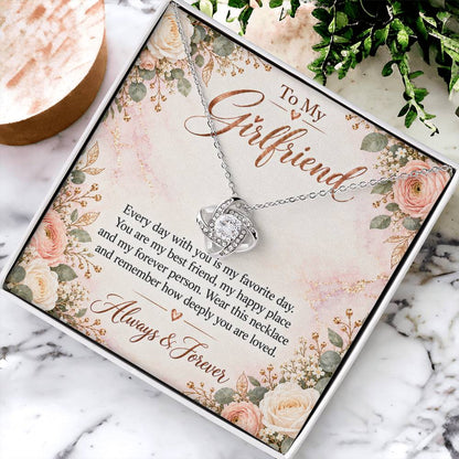 To My Girlfriend soulmate necklace - 14K White Gold Finish / Standard Box - gift box