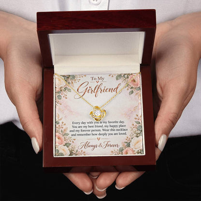 To My Girlfriend soulmate necklace - 18K Yellow Gold Finish / Luxury Box - message card in hand