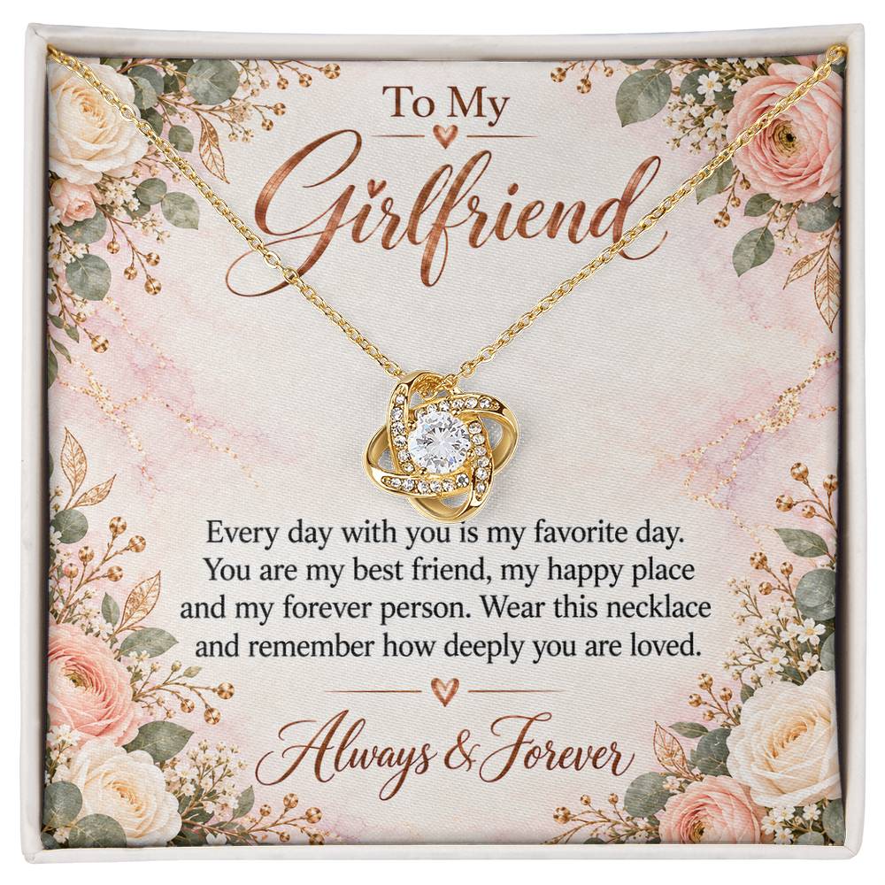 To My Girlfriend soulmate necklace - 18K Yellow Gold Finish / Standard Box