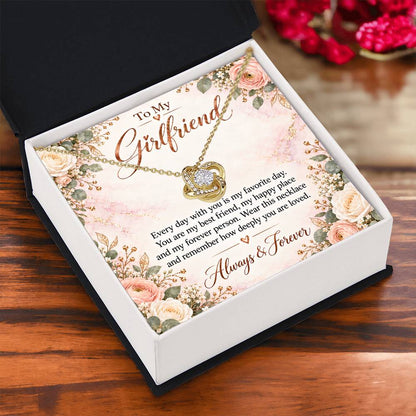 To My Girlfriend soulmate necklace - 18K Yellow Gold Finish / Standard Box - gift box