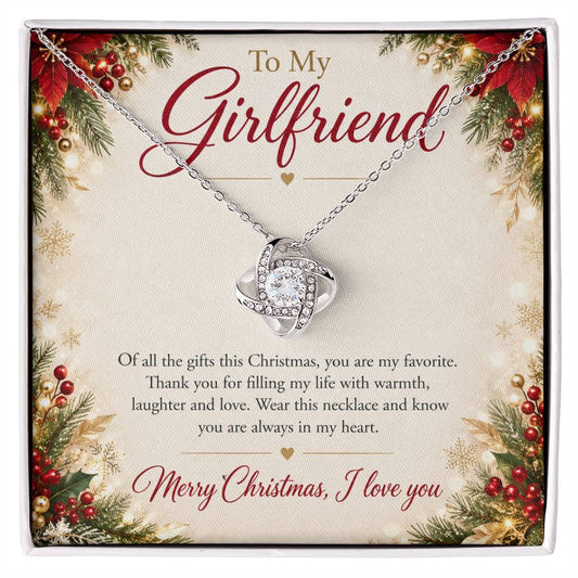 To My Girlfriend Christmas necklace - 14K White Gold Finish / Standard Box