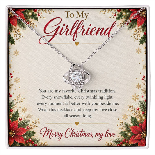 To My Girlfriend Christmas necklace - 14K White Gold Finish / Standard Box