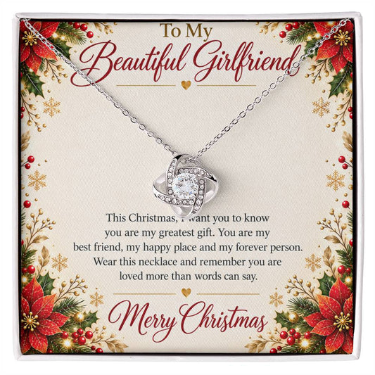 To My Beautiful Girlfriend Christmas necklace - 14K White Gold Finish / Standard Box