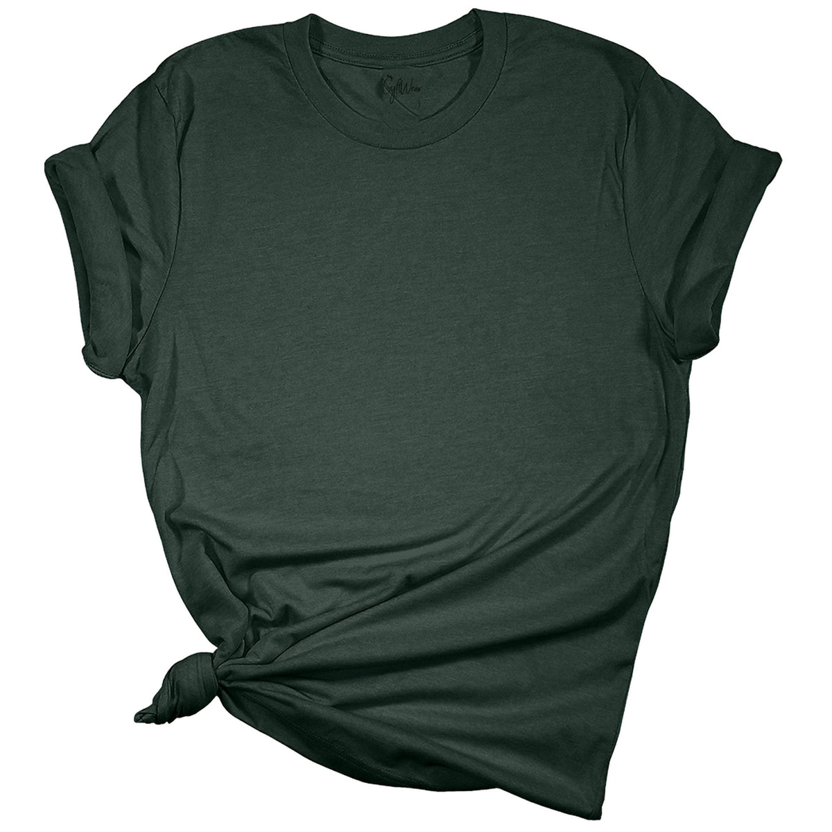 Women's Christmas blank tee - Heather Forest - GyftWear inside neck label