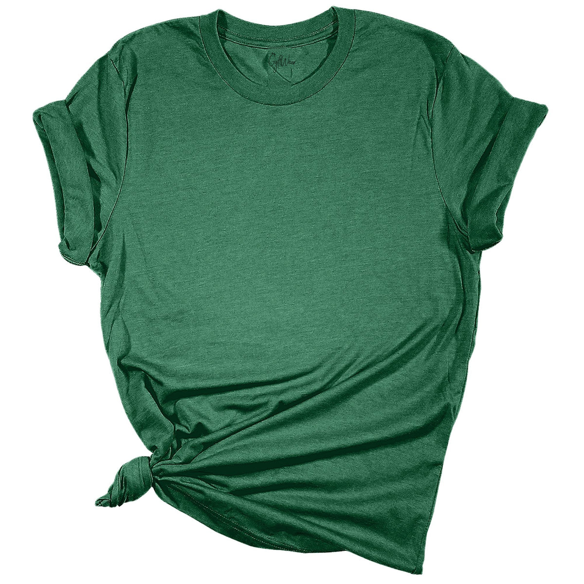 Women's Christmas blank tee - Heather Grass Green - GyftWear inside neck label