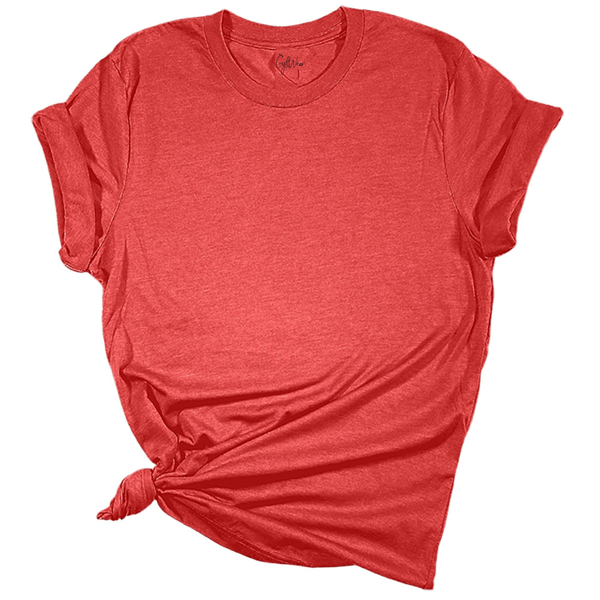 Women's Christmas blank tee - Heather Red - GyftWear inside neck label