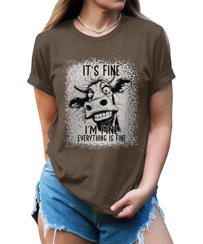 It's Fine Funny Cow Graphic Tees For Women