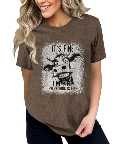 It's Fine Funny Cow Graphic Tees For Women