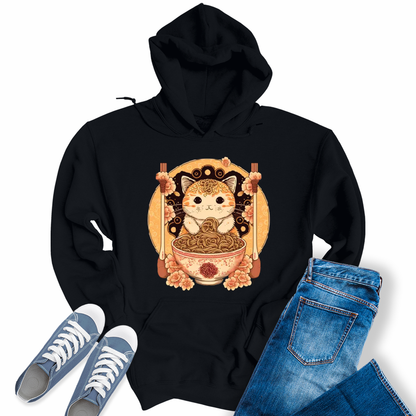 Ramen Cat Kawaii Anime Shirts Japanese Neko Women's Hoodie