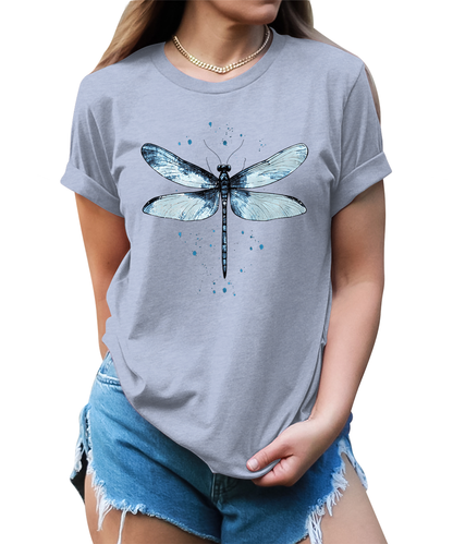 Women's Graphic Tees Casual Summer Vintage Dragonfly Printed Short Sleeve Cute T Shirts Tops