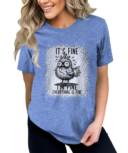 It's Fine Funny Shirt Chicken Graphic Tees For Women