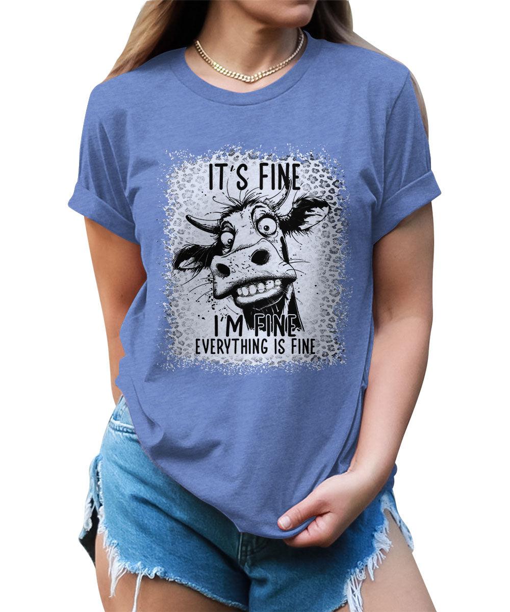 It's Fine Funny Cow Graphic Tees For Women