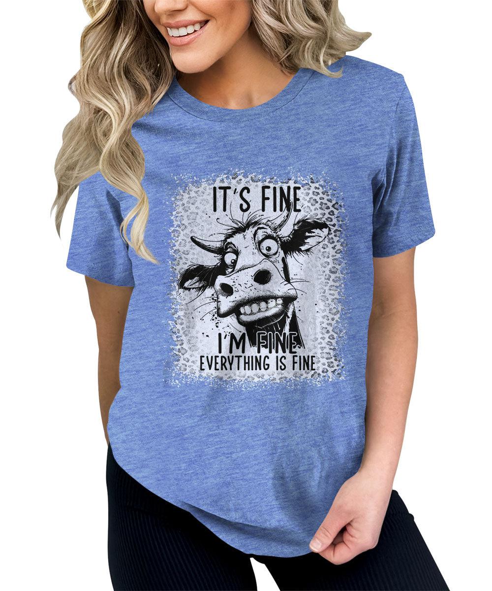 It's Fine Funny Cow Graphic Tees For Women