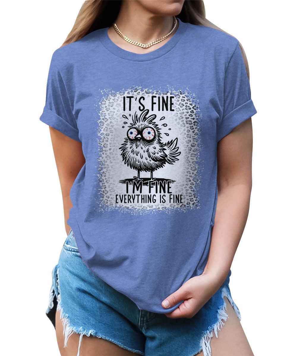 It's Fine Funny Shirt Chicken Graphic Tees For Women