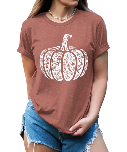 Women's Cute Pumpkin Shirt Fall Thanksgiving Graphic Tees