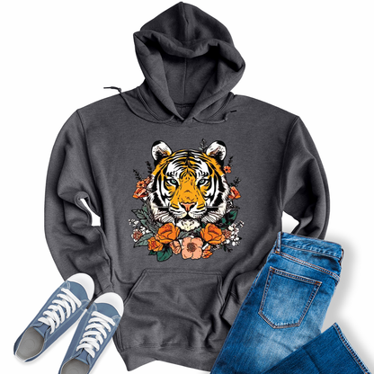 Women's Cute  Tiger Face Flower Hoodie