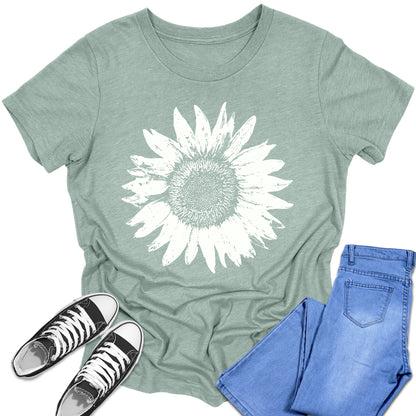 Boys and Girls Trendy Sunflower Floral Graphic Tees