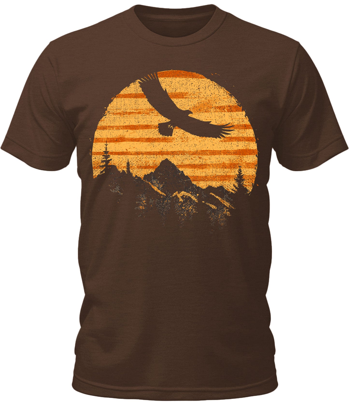 Mens Soaring Eagle Graphic Tee Mountain Sunset Camping Cool Premium Tshirt