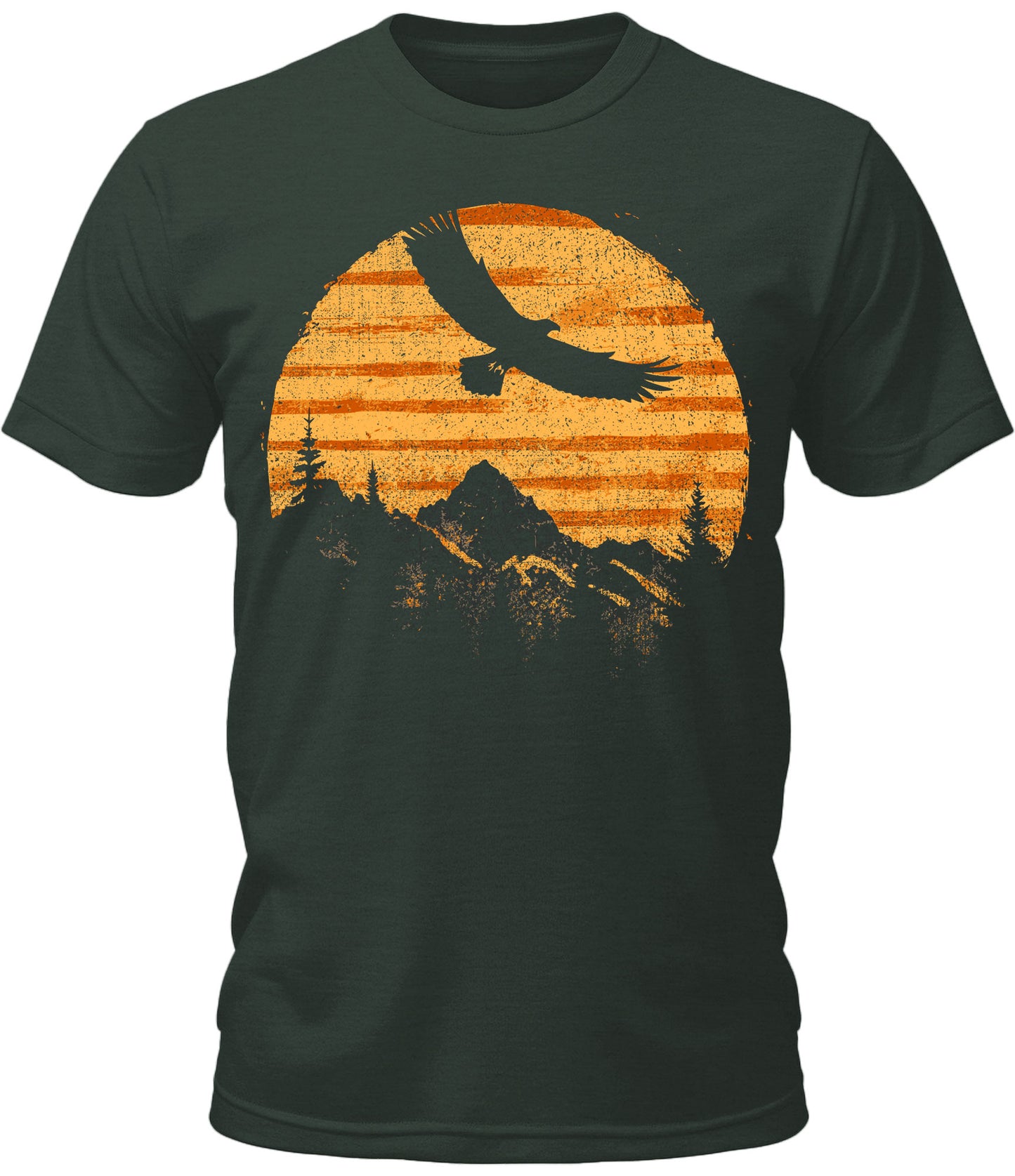 Mens Soaring Eagle Graphic Tee Mountain Sunset Camping Cool Premium Tshirt