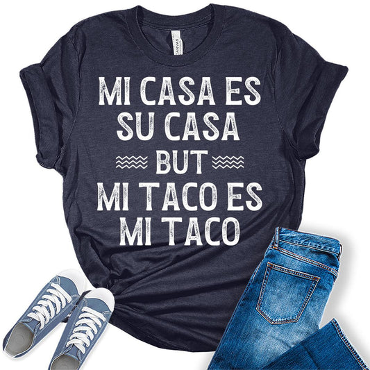 Cinco De Mayo Shirt Mi Taco ES Mi Taco T Shirt Letter Print Graphic Tees for Women