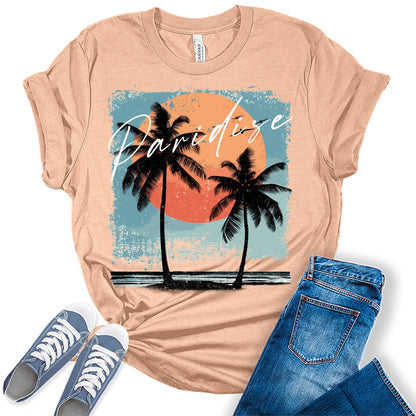 Paradise Beach Shirt for Women Cute Summer Graphic Tees