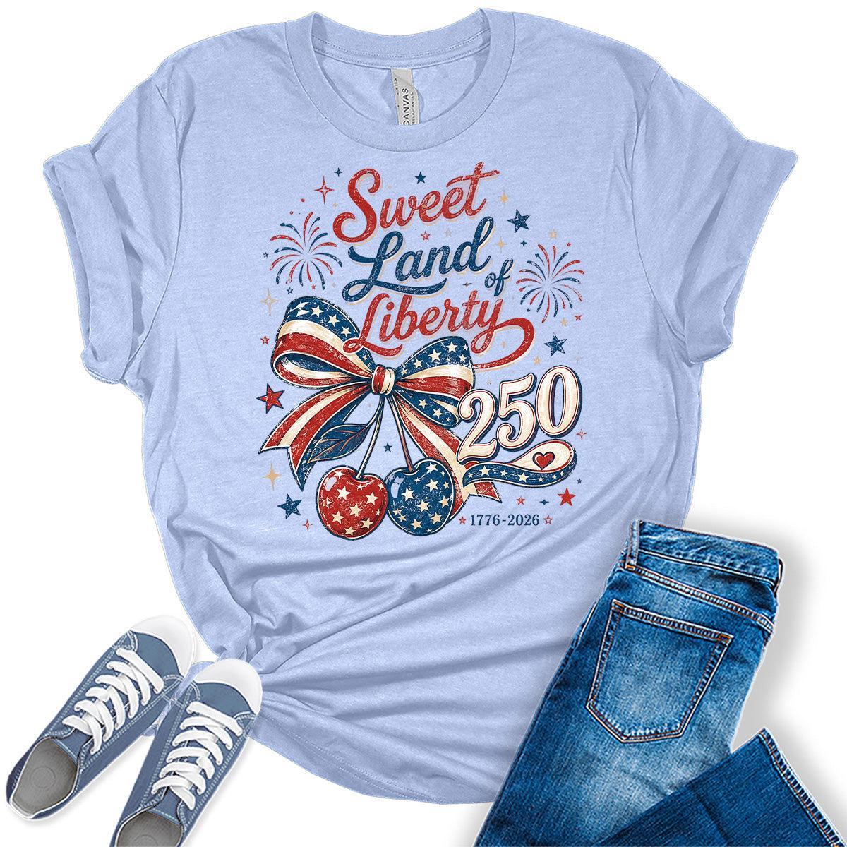 Women's 250th 4th of July Shirts Vintage Patriotic Graphic Tees Short Sleeve Outfit Bella Summer Tops