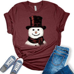 Snowman Christmas T-shirt For Women