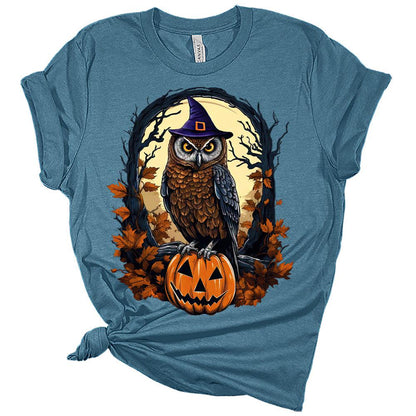 Halloween Owl Pumpkin Shirt for Women Fall Novelty Tshirt Graphic Casual Vintage Athletic Girls Tops