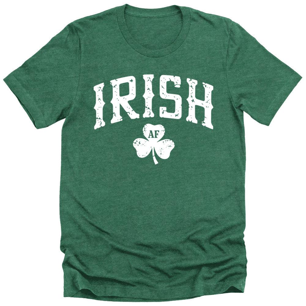 Men's St. Patrick's Day Shirt Irish AF Letter Print Clover Graphic Tees